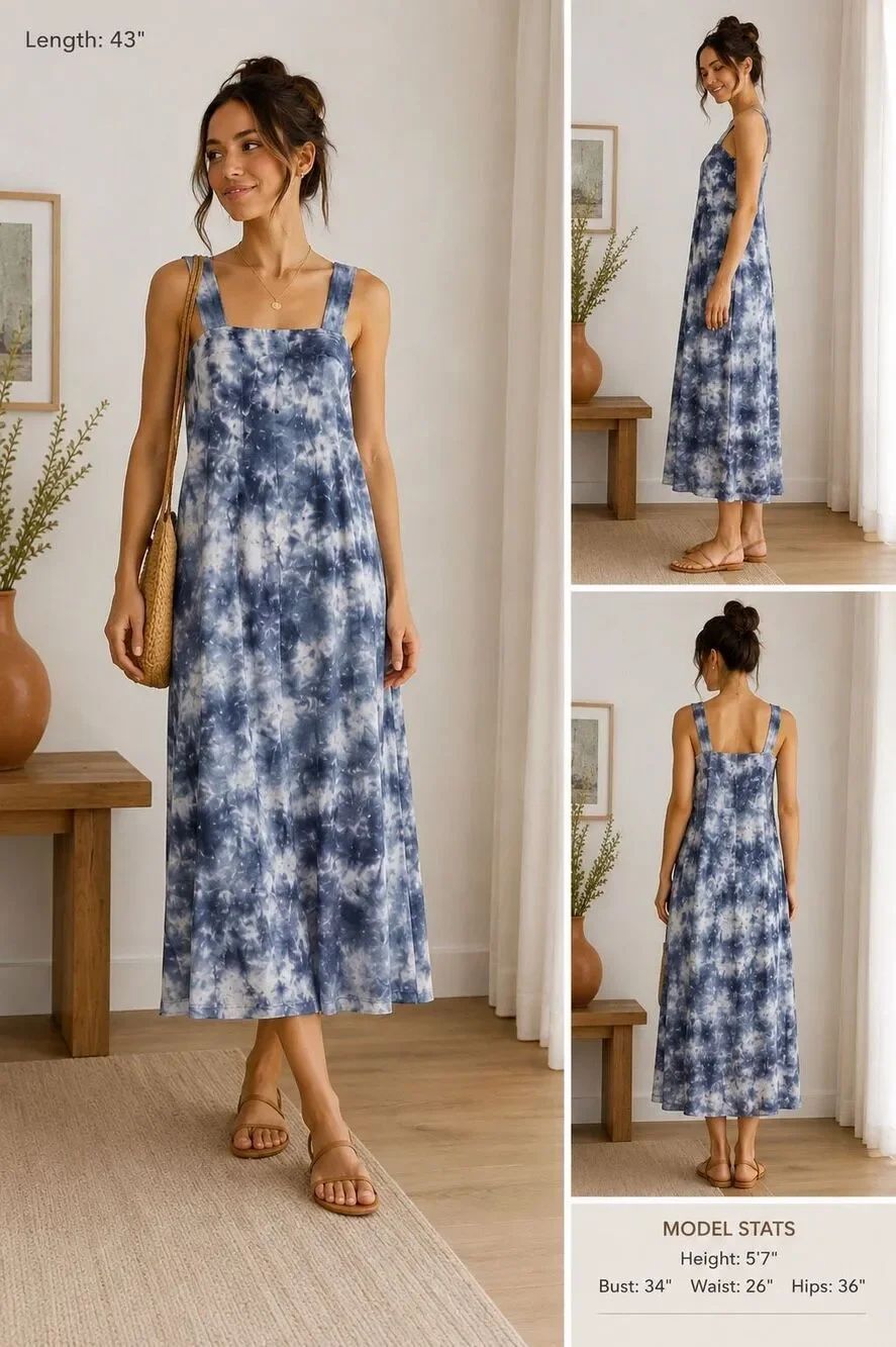 Old Navy Tie-dye Smocked Tiered Midi Dress Sz XS Beach Boho